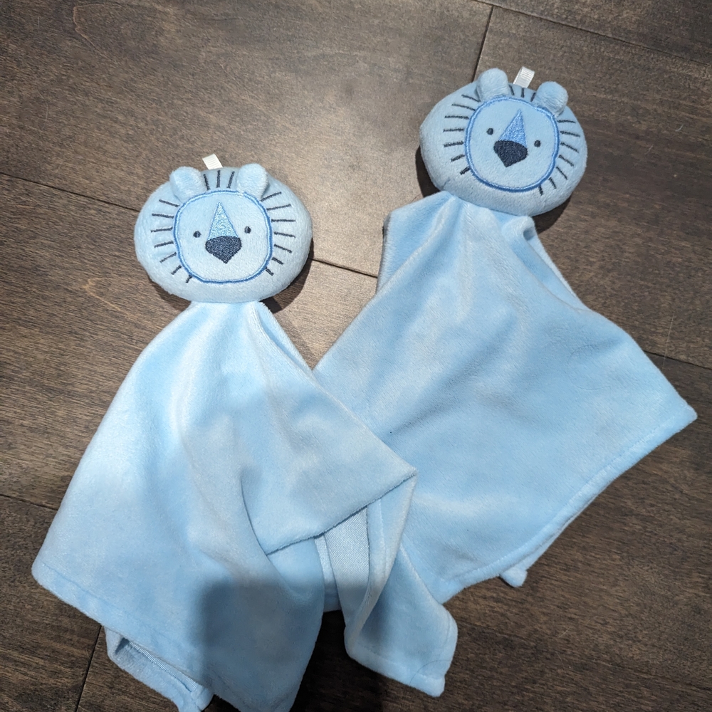2 pack of Blue Lion Lovey, Security Blanket for Kids